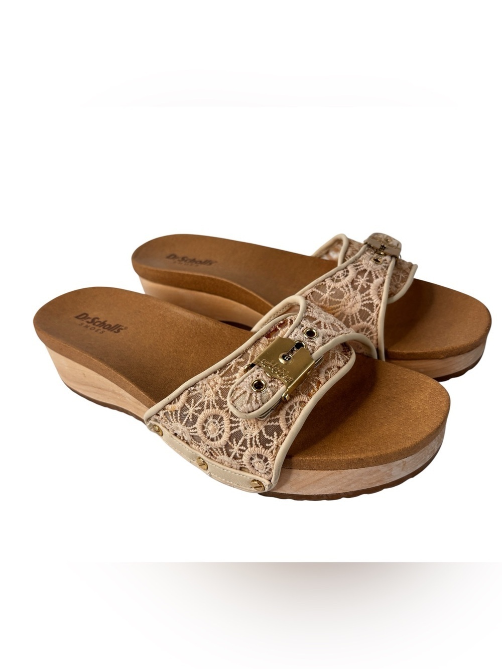Dr. Scholl's Original Too Mesh Crochet Platform Slide Sandals Sz 8 Anthropology